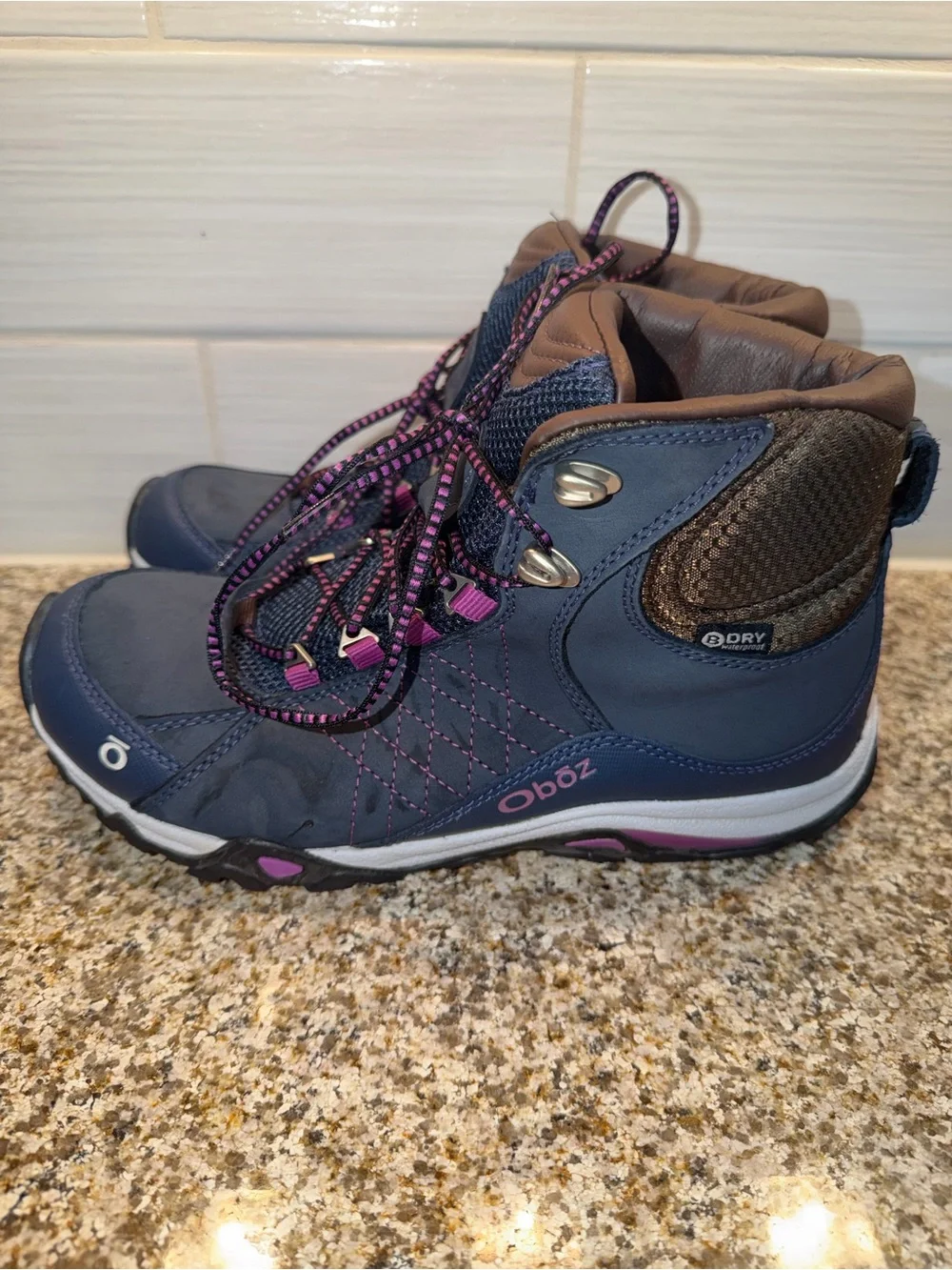 Oboz Women's Navy and Brown Hiking Boots - Picture 5 of 9